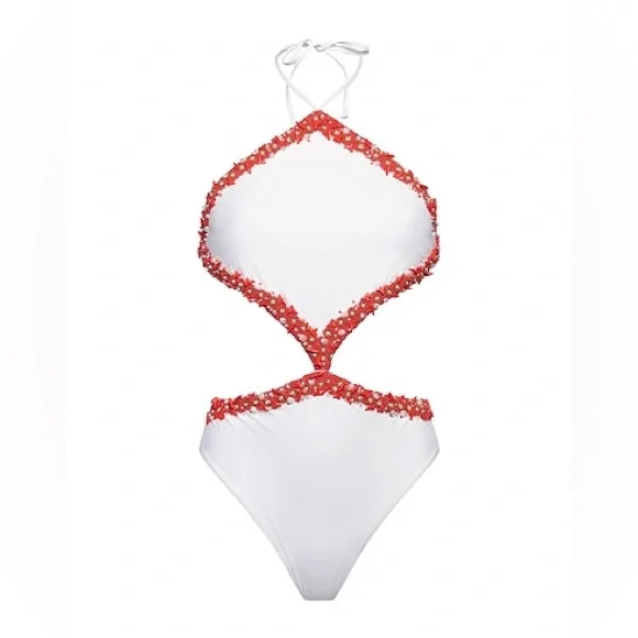 VALENTINO GARAVANI Beaded Cut-Away Swimsuit $4,708 large comes with dust bag - Picture 4 of 17
